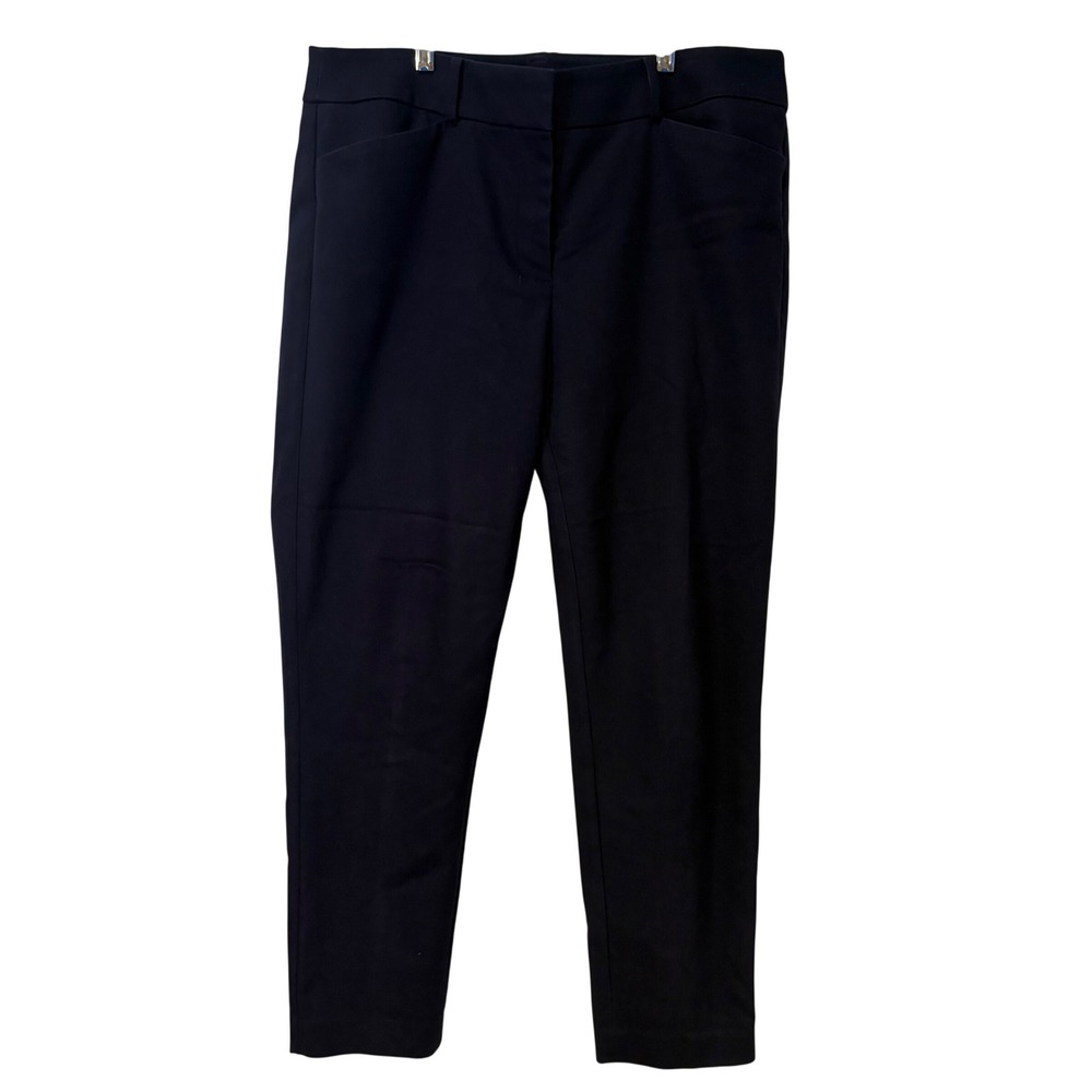 LOFT Julie Skinny Pants Women 12 Navy Blue Mid Rise Career Trousers Stretch